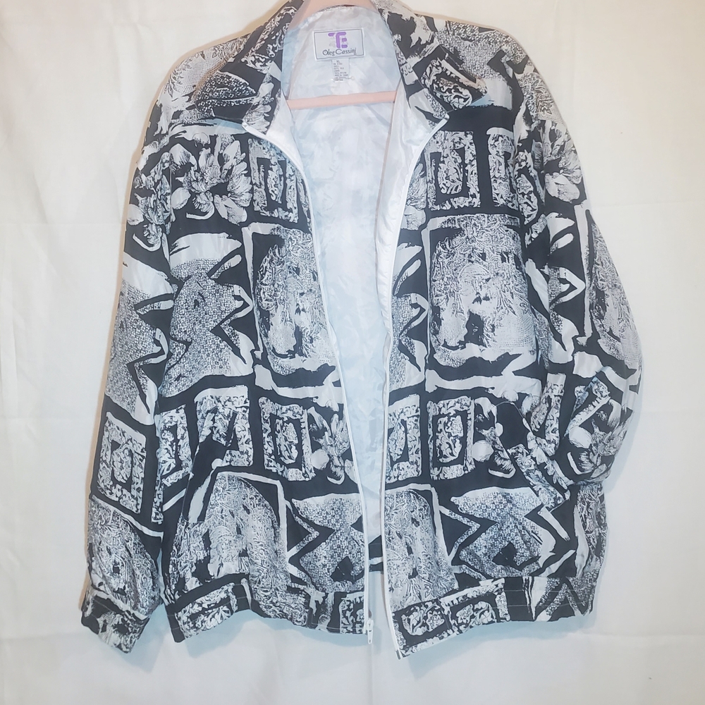 80s Vintage 100% silk Graphic Track Jacket